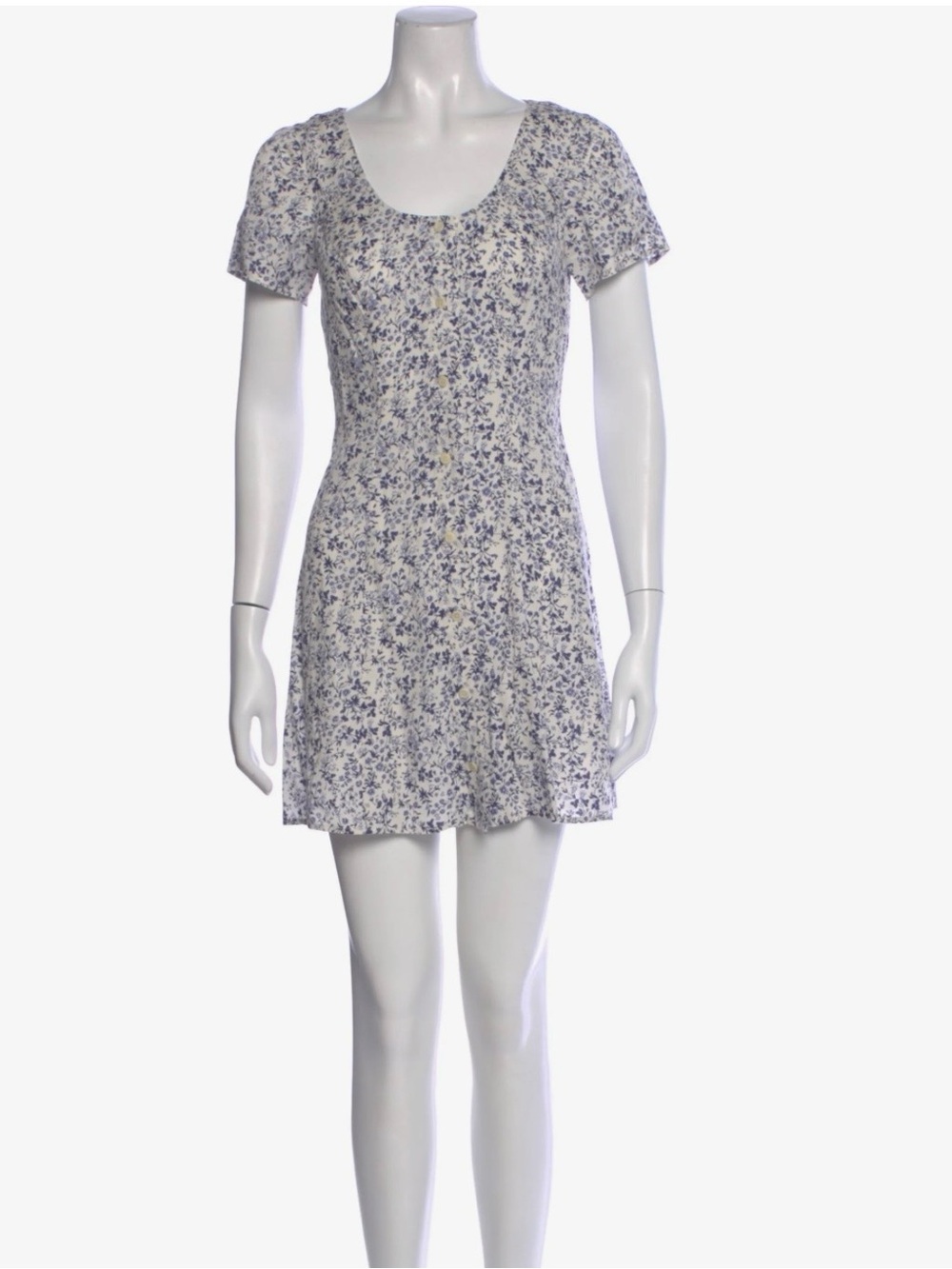 Reformation White & Blue Floral Mini Dress Size 2